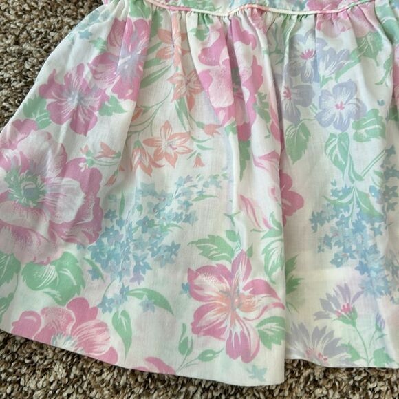 Vintage 80s Floral Easter Spring Collared Formal Baby Girl Dress - Picture 5 of 14